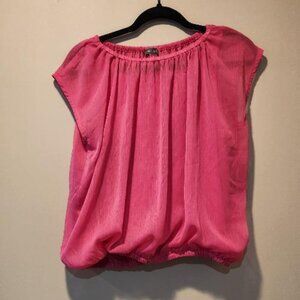 Vince Camuto Wide Neck Cap Sleeve Gathered Pink Top